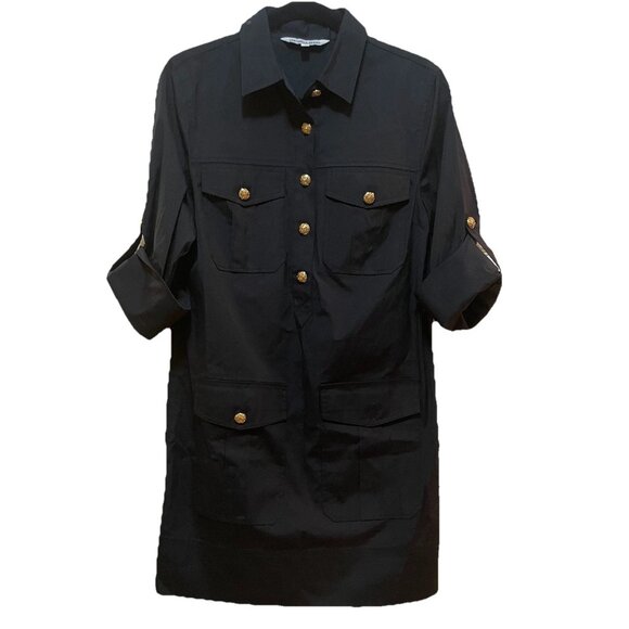 VERONICA BEARD Black Saude Cargo Relaxed Fit Mini Dress Sz 4 NWOT - Picture 6 of 11